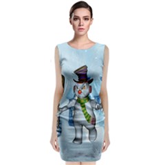 Funny Grimly Snowman In A Winter Landscape Classic Sleeveless Midi Dress by FantasyWorld7