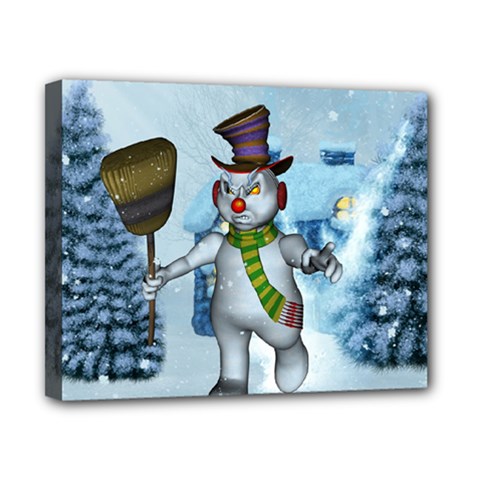 Funny Grimly Snowman In A Winter Landscape Canvas 10  X 8  by FantasyWorld7