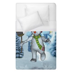 Funny Grimly Snowman In A Winter Landscape Duvet Cover (single Size) by FantasyWorld7