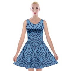 Art Nouveau Teal Velvet Skater Dress