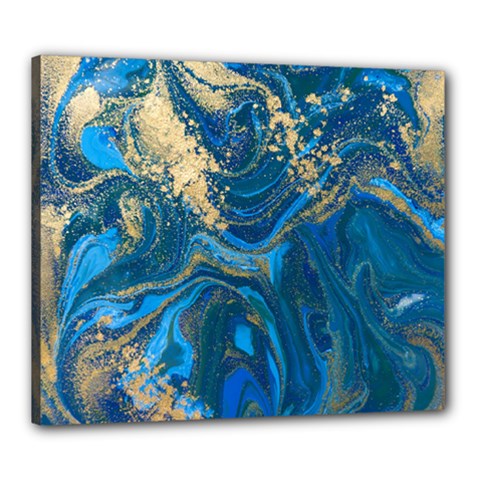 Ocean Blue Gold Marble Canvas 24  X 20  by NouveauDesign