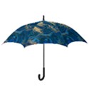ocean blue gold marble Hook Handle Umbrellas (Large) View3
