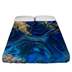 Ocean Blue Gold Marble Fitted Sheet (king Size) by NouveauDesign