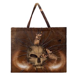 Awesome Skull With Rat On Vintage Background Zipper Large Tote Bag by FantasyWorld7