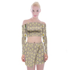 Star Fall Of Fantasy Flowers On Pearl Lace Off Shoulder Top With Mini Skirt Set by pepitasart