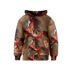 Awesome Horse  With Skull In Red Colors Kids  Pullover Hoodie by FantasyWorld7