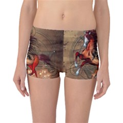Awesome Horse  With Skull In Red Colors Boyleg Bikini Bottoms by FantasyWorld7