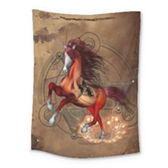 Awesome Horse  With Skull In Red Colors Medium Tapestry by FantasyWorld7