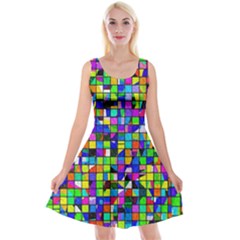 Colorful Squares Pattern                                  Reversible Velvet Sleeveless Dress