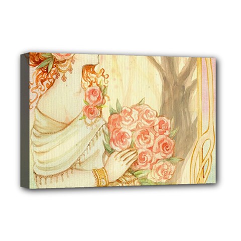 Beautiful Art Nouveau lady Deluxe Canvas 18  x 12  