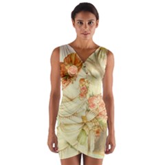 Beautiful Art Nouveau lady Wrap Front Bodycon Dress