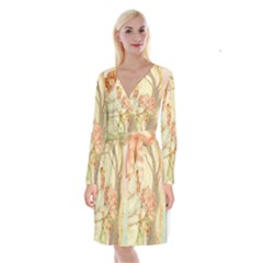 Beautiful Art Nouveau lady Long Sleeve Velvet Front Wrap Dress