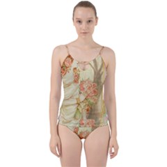 Beautiful Art Nouveau lady Cut Out Top Tankini Set