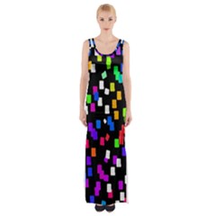 Colorful Rectangles On A Black Background                                 Maxi Thigh Split Dress