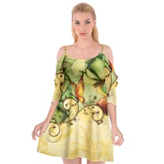 Wonderful Flowers With Butterflies, Colorful Design Cutout Spaghetti Strap Chiffon Dress by FantasyWorld7