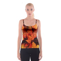 Ablaze With Beautiful Fractal Fall Colors Spaghetti Strap Top by jayaprime