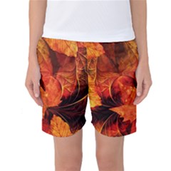 Ablaze With Beautiful Fractal Fall Colors Women s Basketball Shorts by jayaprime