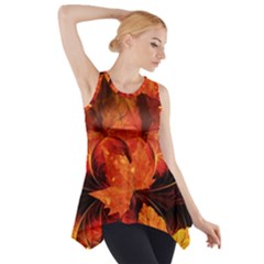 Ablaze With Beautiful Fractal Fall Colors Side Drop Tank Tunic by jayaprime
