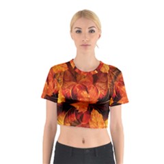 Ablaze With Beautiful Fractal Fall Colors Cotton Crop Top by jayaprime