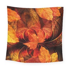 Ablaze With Beautiful Fractal Fall Colors Square Tapestry (large) by jayaprime