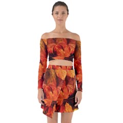 Ablaze With Beautiful Fractal Fall Colors Off Shoulder Top With Skirt Set by jayaprime