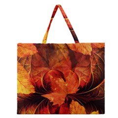 Ablaze With Beautiful Fractal Fall Colors Zipper Large Tote Bag by jayaprime