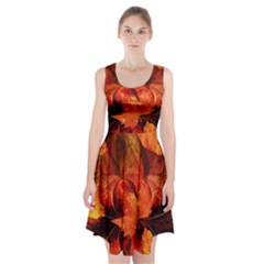 Ablaze With Beautiful Fractal Fall Colors Racerback Midi Dress by jayaprime