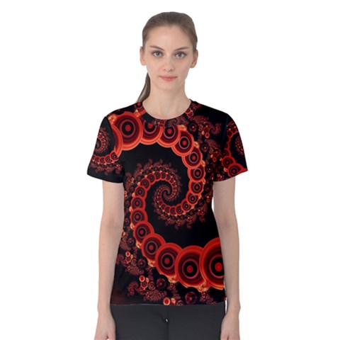 Chinese Lantern Festival For A Red Fractal Octopus Women s Cotton Tee by jayaprime