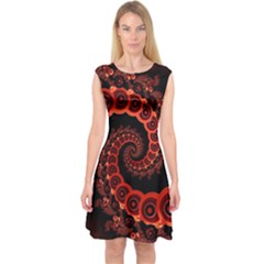 Chinese Lantern Festival For A Red Fractal Octopus Capsleeve Midi Dress by jayaprime