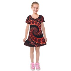 Chinese Lantern Festival For A Red Fractal Octopus Kids  Short Sleeve Velvet Dress by jayaprime