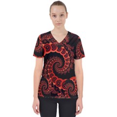 Chinese Lantern Festival For A Red Fractal Octopus Scrub Top by jayaprime