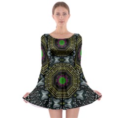 Leaf Earth And Heart Butterflies In The Universe Long Sleeve Skater Dress by pepitasart