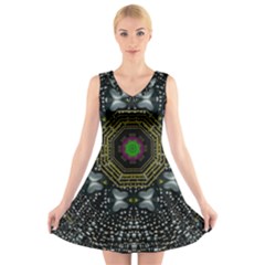 Leaf Earth And Heart Butterflies In The Universe V-neck Sleeveless Skater Dress by pepitasart