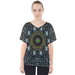 Leaf Earth And Heart Butterflies In The Universe V-neck Dolman Drape Top by pepitasart