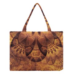 Beautiful Gold And Brown Honeycomb Fractal Beehive Medium Tote Bag by jayaprime