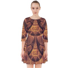 Beautiful Gold And Brown Honeycomb Fractal Beehive Smock Dress by jayaprime