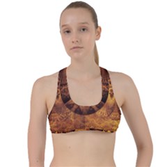 Beautiful Gold And Brown Honeycomb Fractal Beehive Criss Cross Racerback Sports Bra by jayaprime