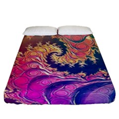 Rainbow Octopus Tentacles in a Fractal Spiral Fitted Sheet (Queen Size)