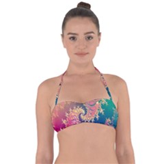 Rainbow Octopus Tentacles in a Fractal Spiral Halter Bandeau Bikini Top