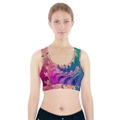 Rainbow Octopus Tentacles in a Fractal Spiral Sports Bra With Pocket