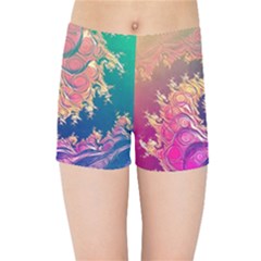 Rainbow Octopus Tentacles in a Fractal Spiral Kids Sports Shorts