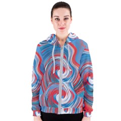 Red And Blue Rounds Women s Zipper Hoodie by berwies