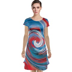 Red And Blue Rounds Cap Sleeve Nightdress