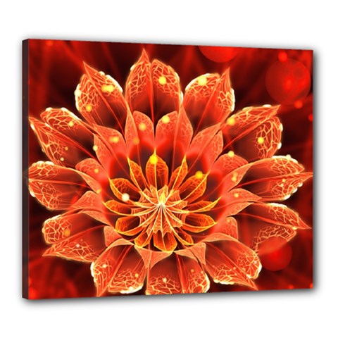 Beautiful Ruby Red Dahlia Fractal Lotus Flower Canvas 24  X 20  by jayaprime