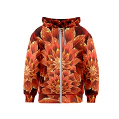 Beautiful Ruby Red Dahlia Fractal Lotus Flower Kids  Zipper Hoodie by jayaprime