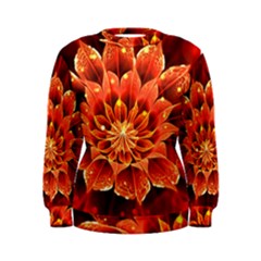 Beautiful Ruby Red Dahlia Fractal Lotus Flower Women s Sweatshirt by jayaprime