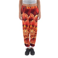 Beautiful Ruby Red Dahlia Fractal Lotus Flower Women s Jogger Sweatpants by jayaprime