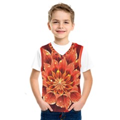 Beautiful Ruby Red Dahlia Fractal Lotus Flower Kids  Sportswear by jayaprime