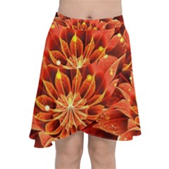 Beautiful Ruby Red Dahlia Fractal Lotus Flower Chiffon Wrap by jayaprime