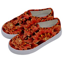 Beautiful Ruby Red Dahlia Fractal Lotus Flower Kids  Classic Low Top Sneakers by jayaprime